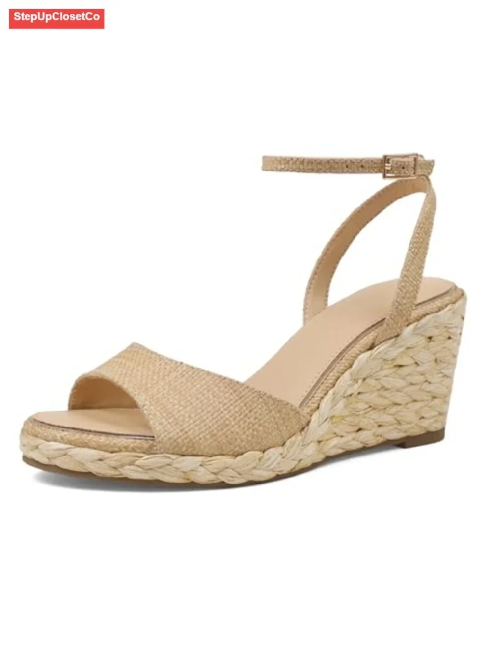 Raffia Espadrille Platform Wedge Sandals Ankle Strap Open Toe Summer Comfort 3